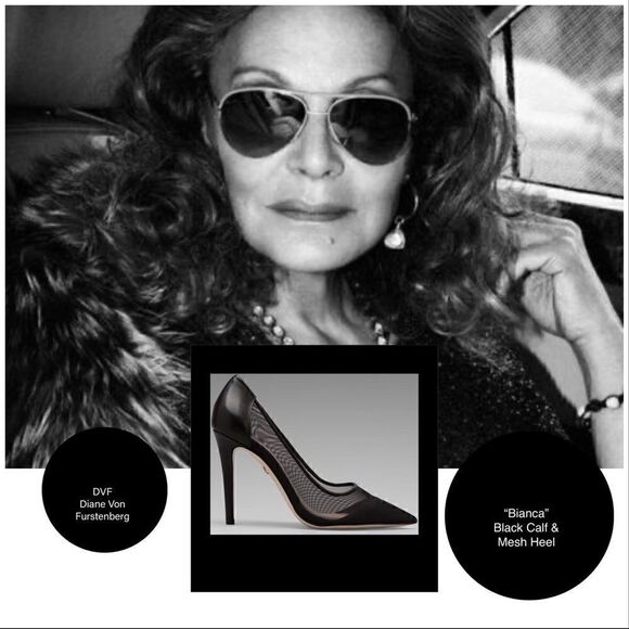 Diane Von Furstenberg Calf Leather & Mesh Heels 9 - Picture 1 of 8